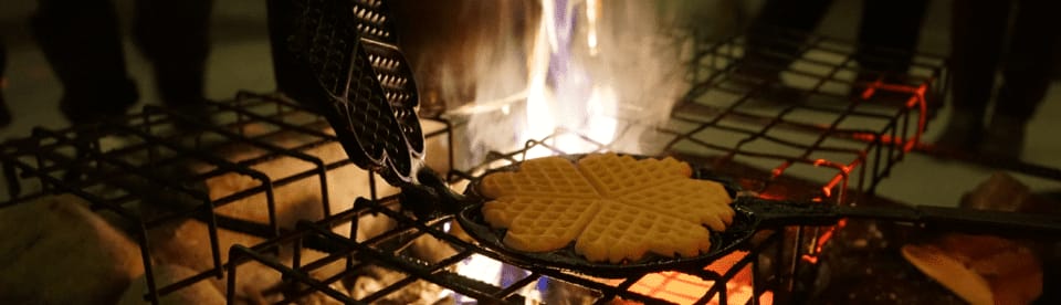 Waffel auf dem Feuer