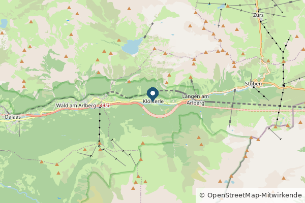 Karte: Klösterle, Österreich (© OpenStreetMap-Mitwirkende)