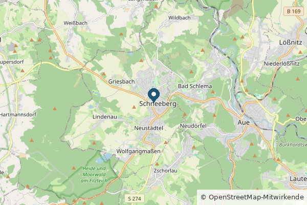 Karte: Schneeberg, Sachsen (© OpenStreetMap-Mitwirkende)