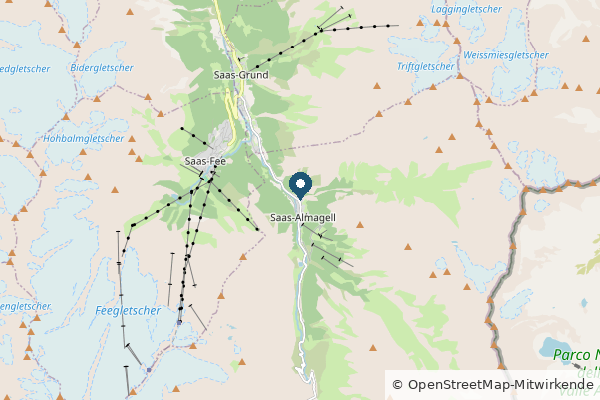 Karte: Saas, Schweiz (© OpenStreetMap-Mitwirkende)